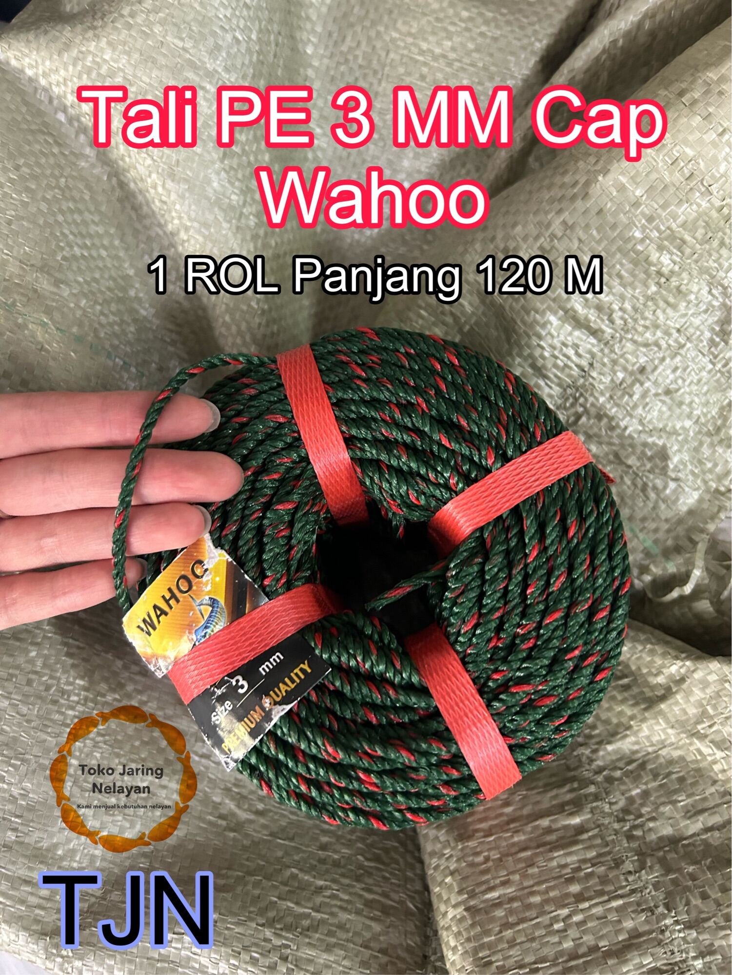 Tali Tambang PE 3 Mm 0 6 KG Merk WAHOO Bintik 1 ROL MURAH Lazada