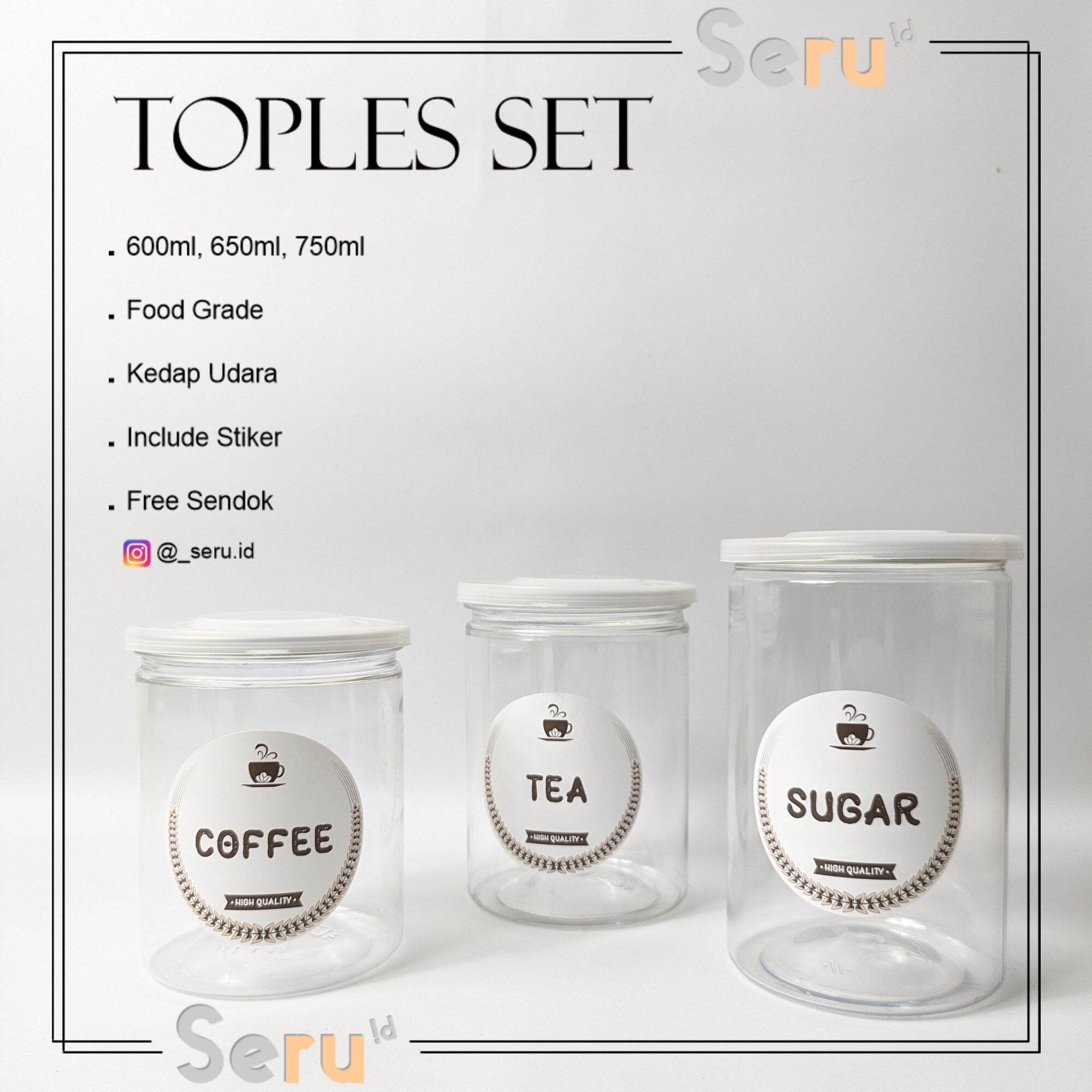 Toples Set Tempat Kopi Gula Teh Free Stiker Dan Sendok Sr T