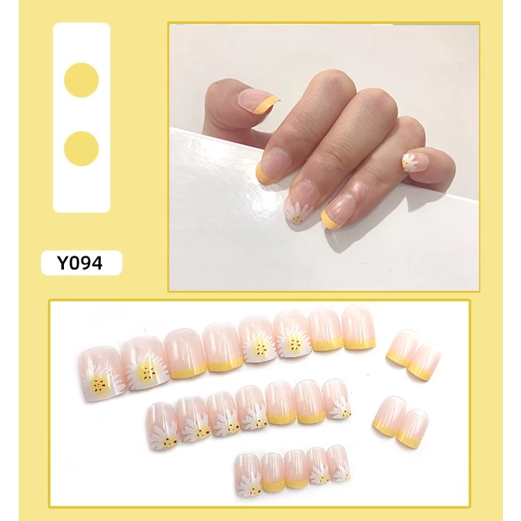 Y094 Kuku Palsu Nail Art Isi 24 Pcs Warna Kuning Nude Lazada Indonesia