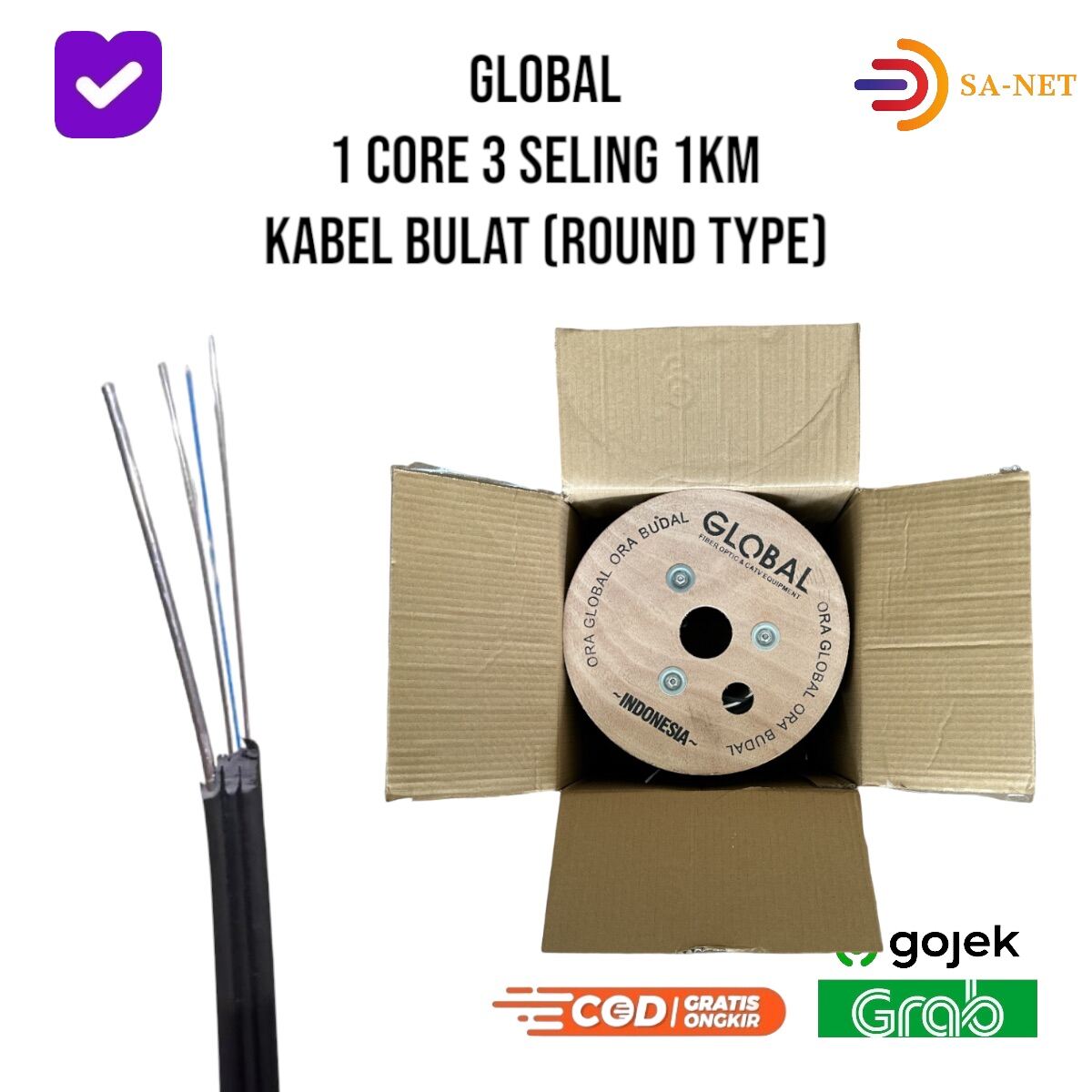 GLOBAL 1 CORE 3 SELING ROUND TYPE 1KM KABEL FIBER OPTIK Lazada