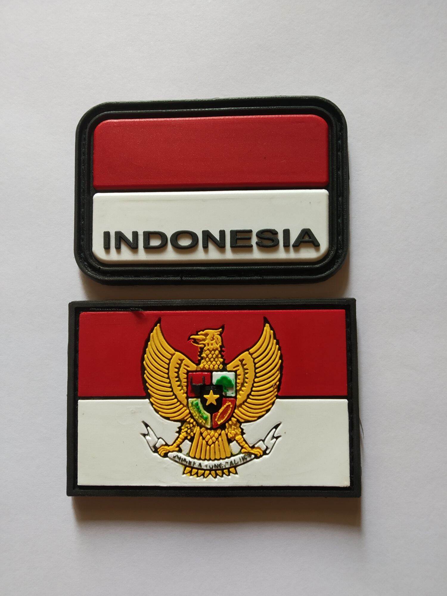 Patch Rubber Satu Set Bendera Merah Putih Tulisan Lambang Garuda