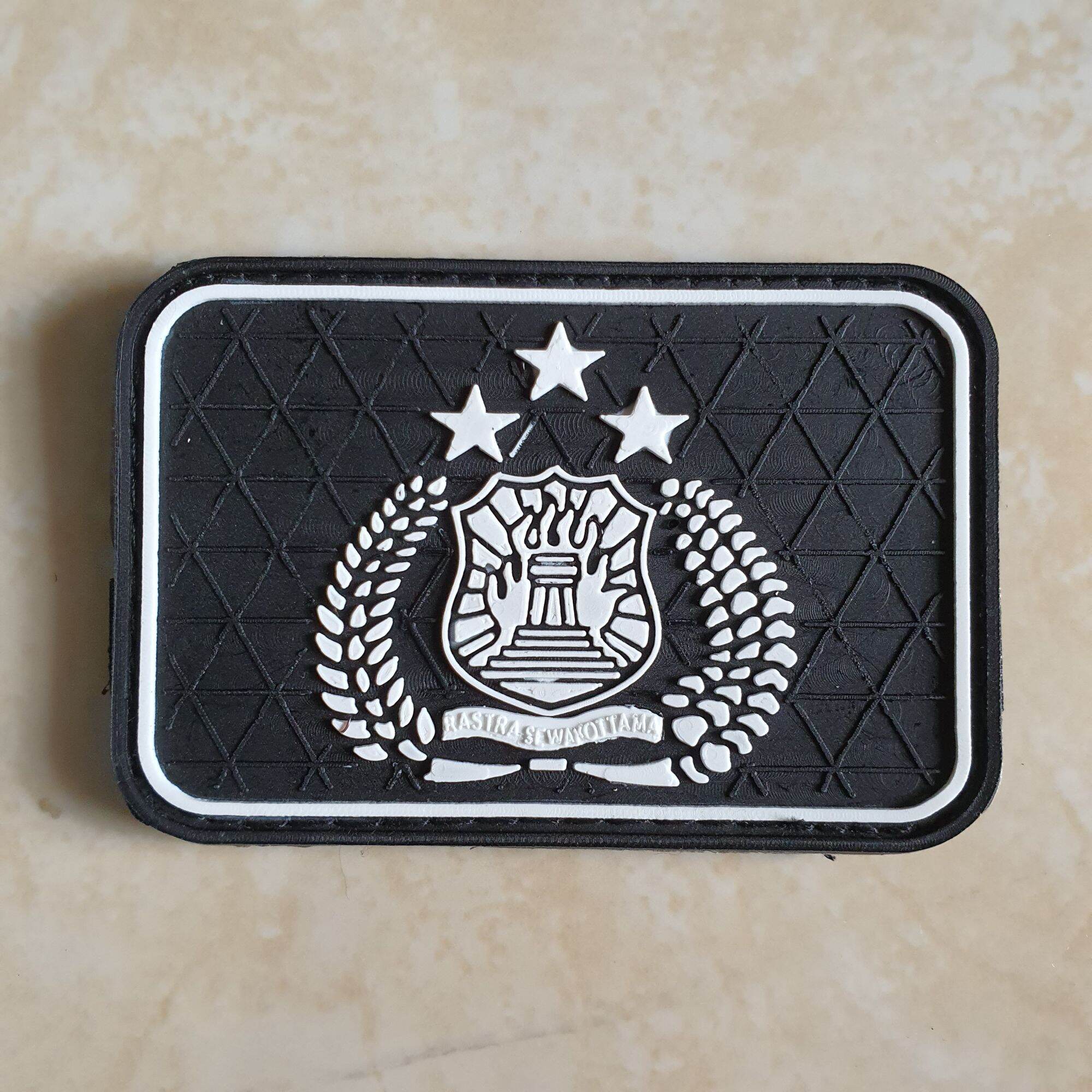 Patch Rubber Logo Tibrata Kotak Lis Putih Polisi Polri Police