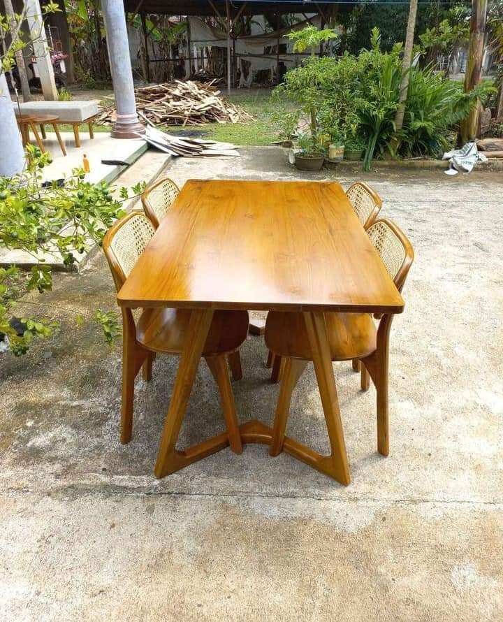 Meja Makan Retro Meja Makan Kayu Jati Dudukan Lazada Indonesia