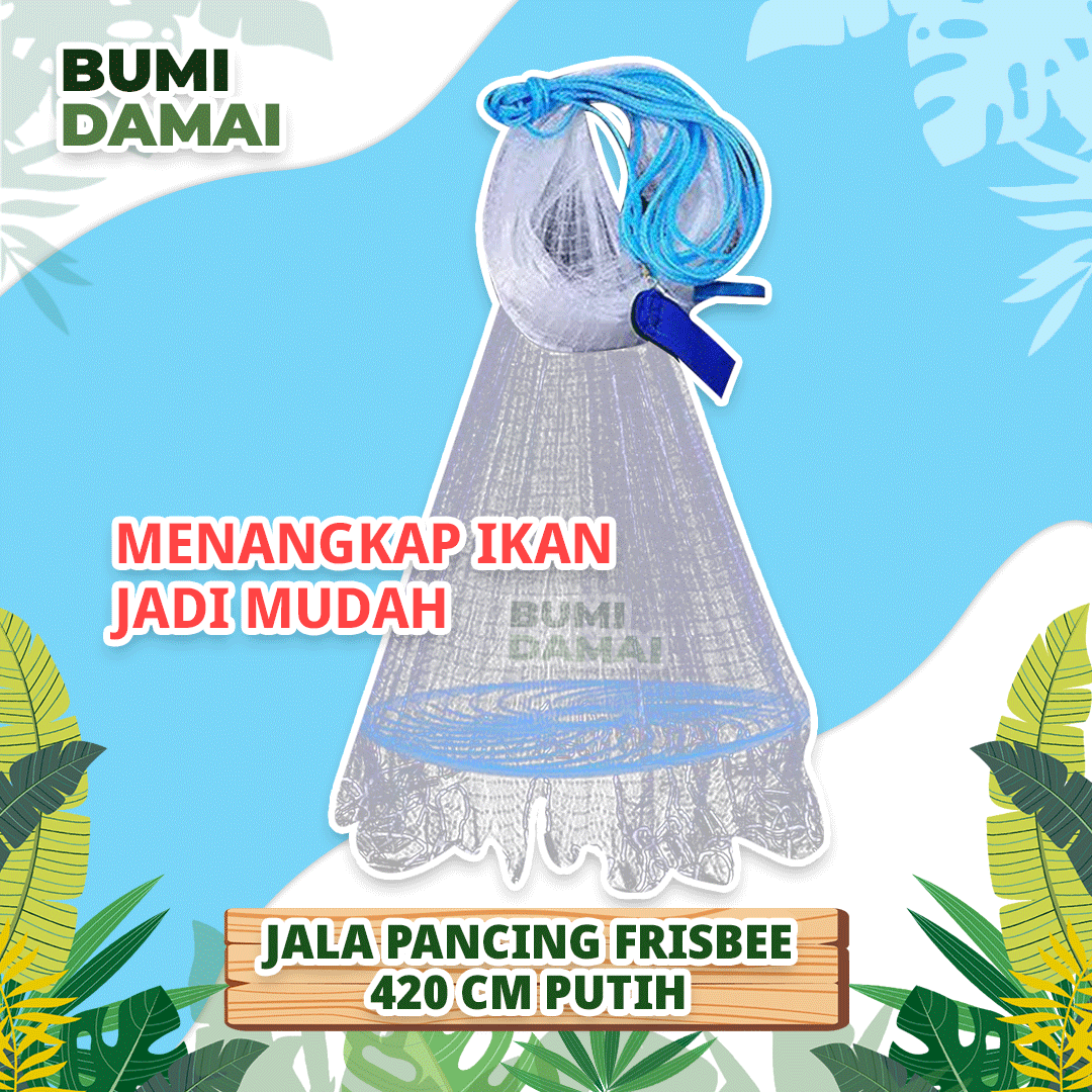 Bumi Damai Jala Jaring Lempar Frisbee 420 Cm Benang Monofilamen Putih