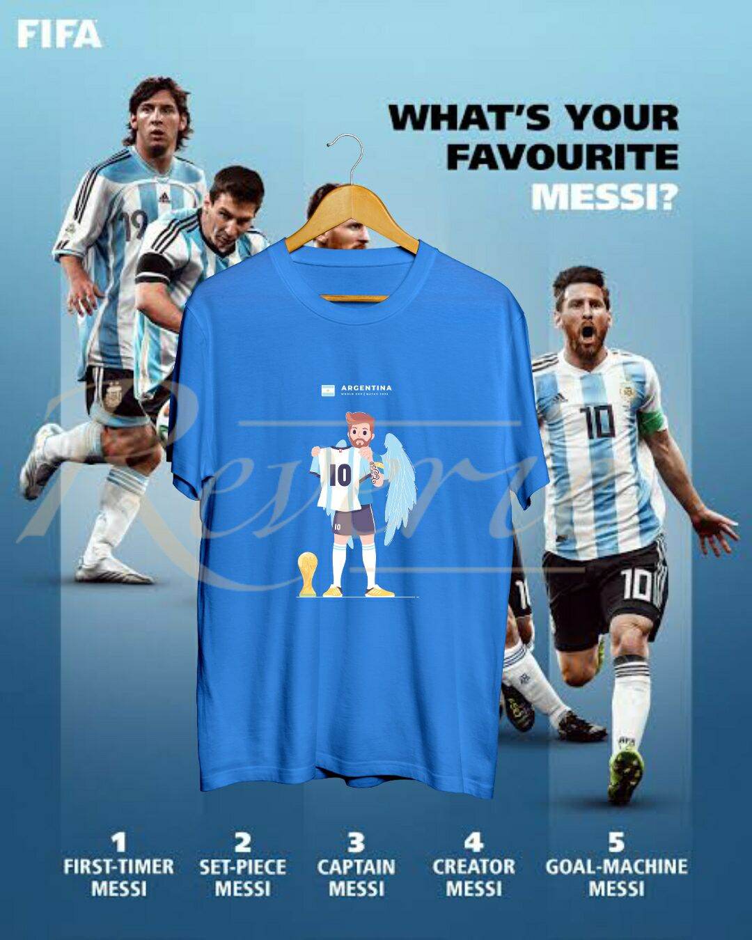 Kaos Baju Lionel Messi Argentina Tshirt Piala Dunia Fifa World Cup