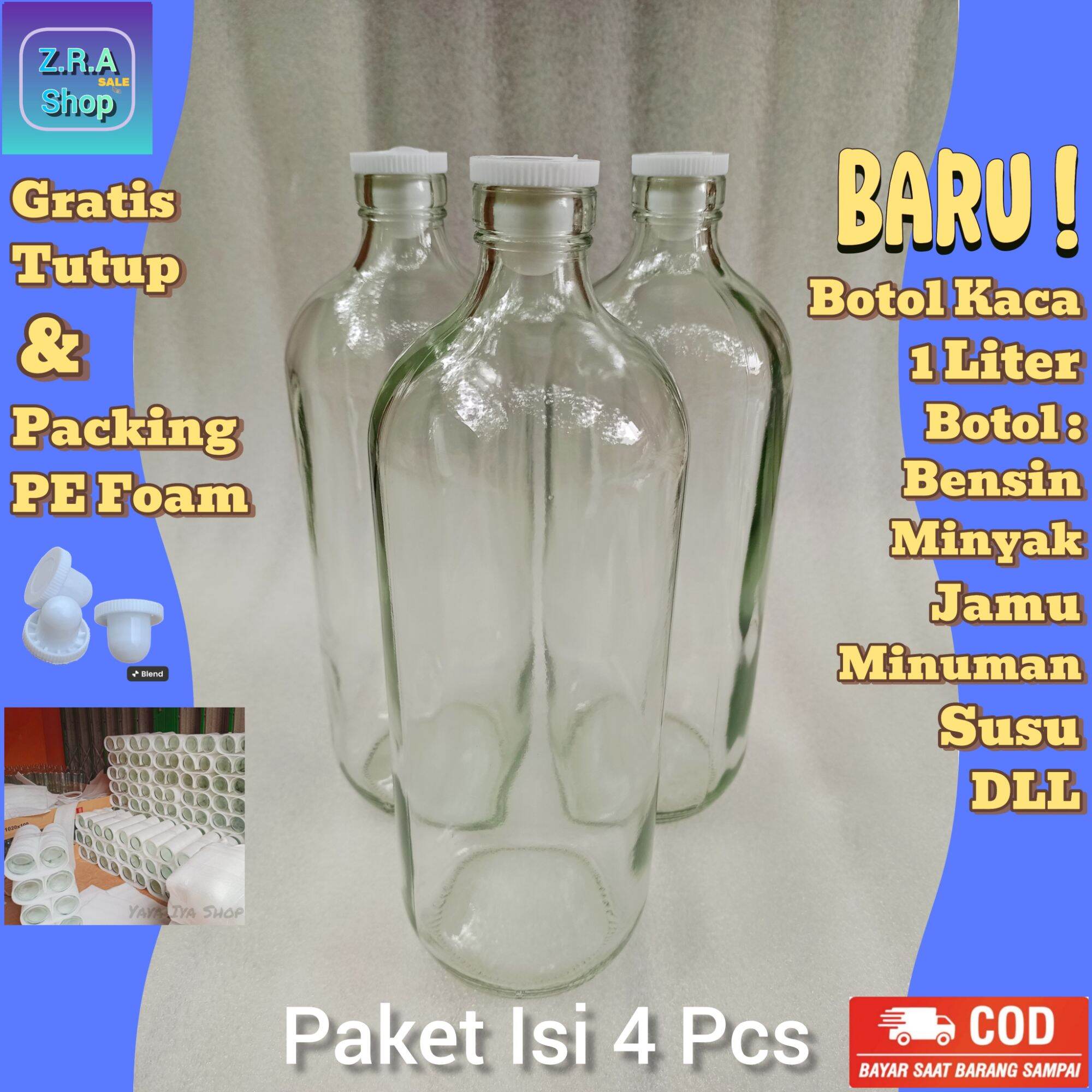 Paket Isi Botol Kaca Ml Botol Bensin Botol Jamu Tutup Plug