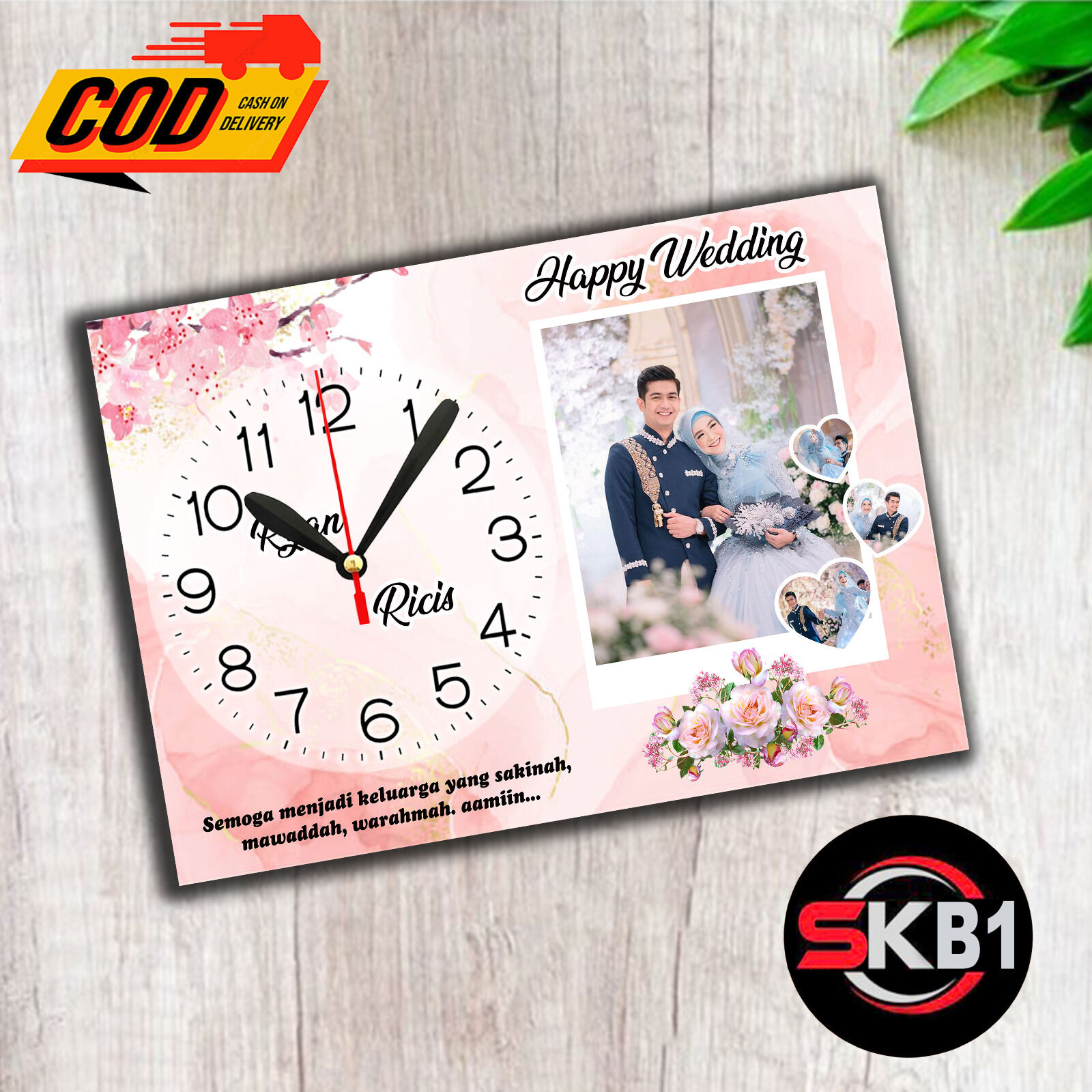 JAM DINDING KAYU CUSTOM FOTO UNIK HADIAH ULANG TAHUN WISUDA DAN