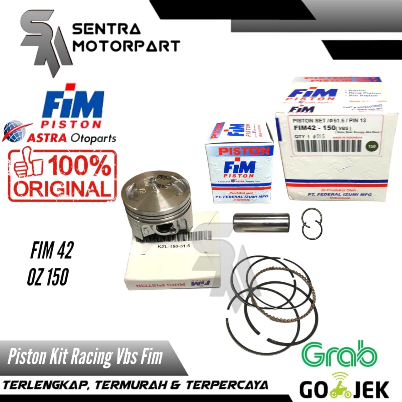 Piston Seher Kit Vario Beat Scoopy Spacy Karbu Injeksi Stater Kasar