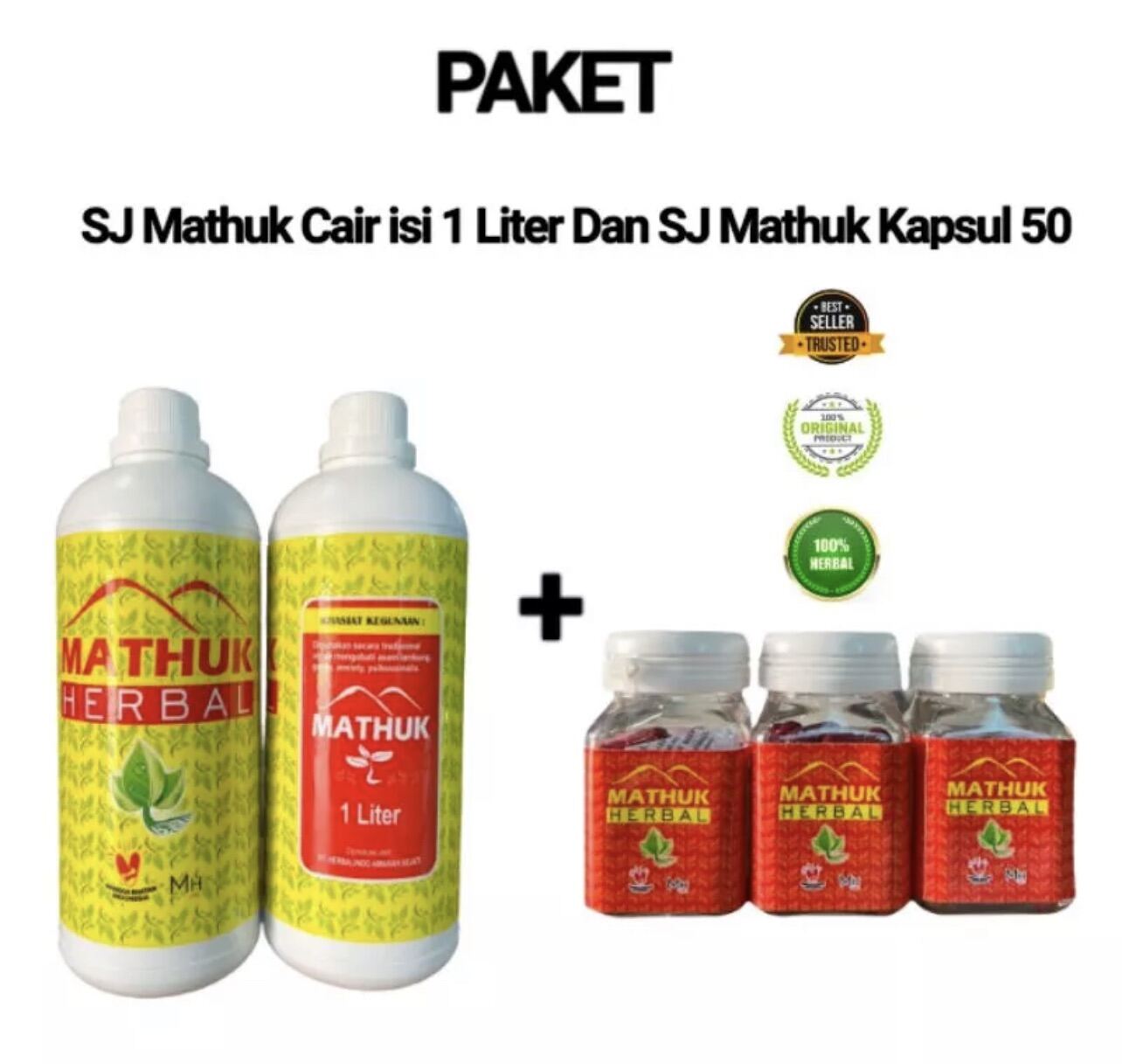 Herbal SJ Paket Kapsul Asam Lambung Isi 50 Dan Cair Maag Kronis 1 Liter