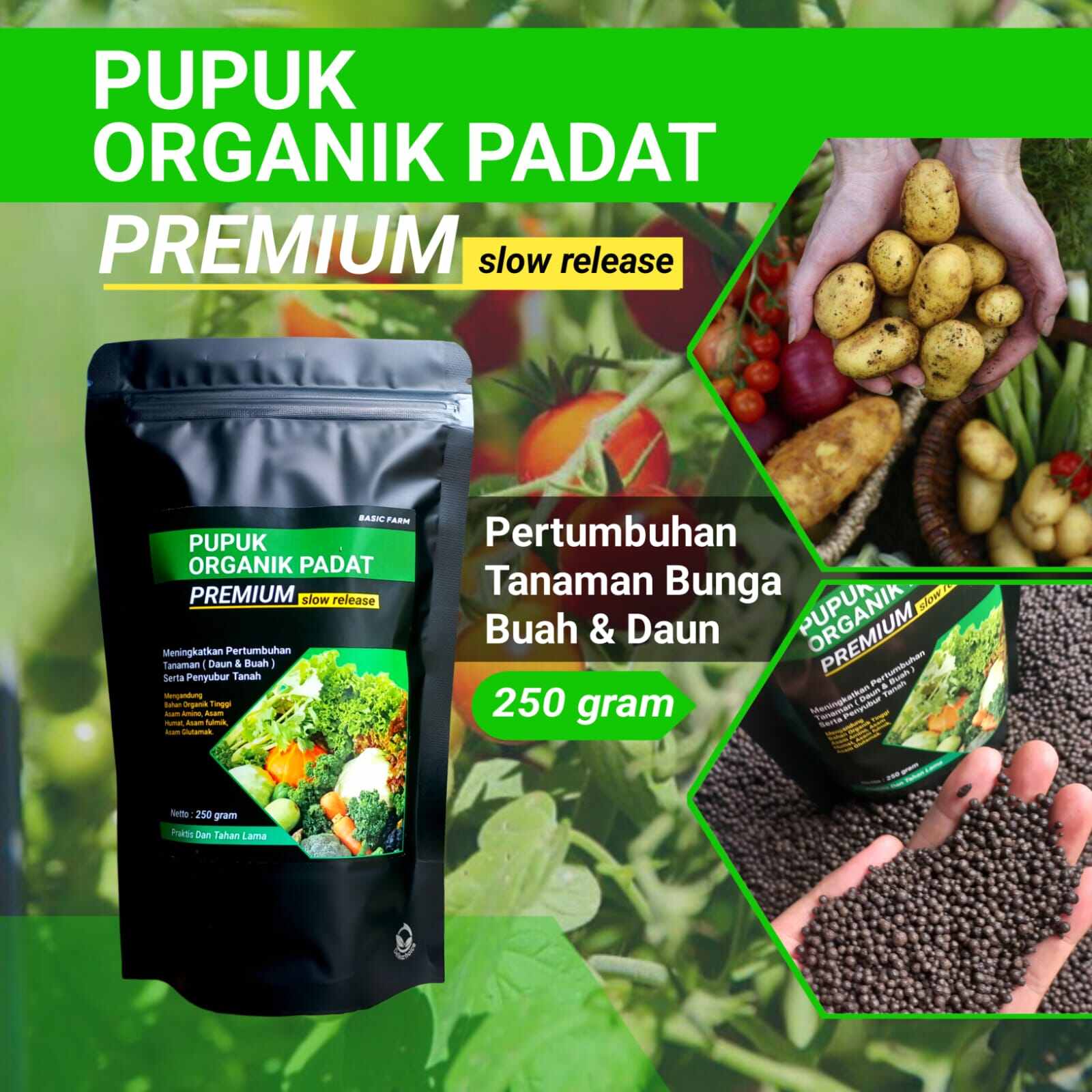 Pupuk Organik Padat Slow Release Untuk Pertumbuhan Tanaman 250 Gram