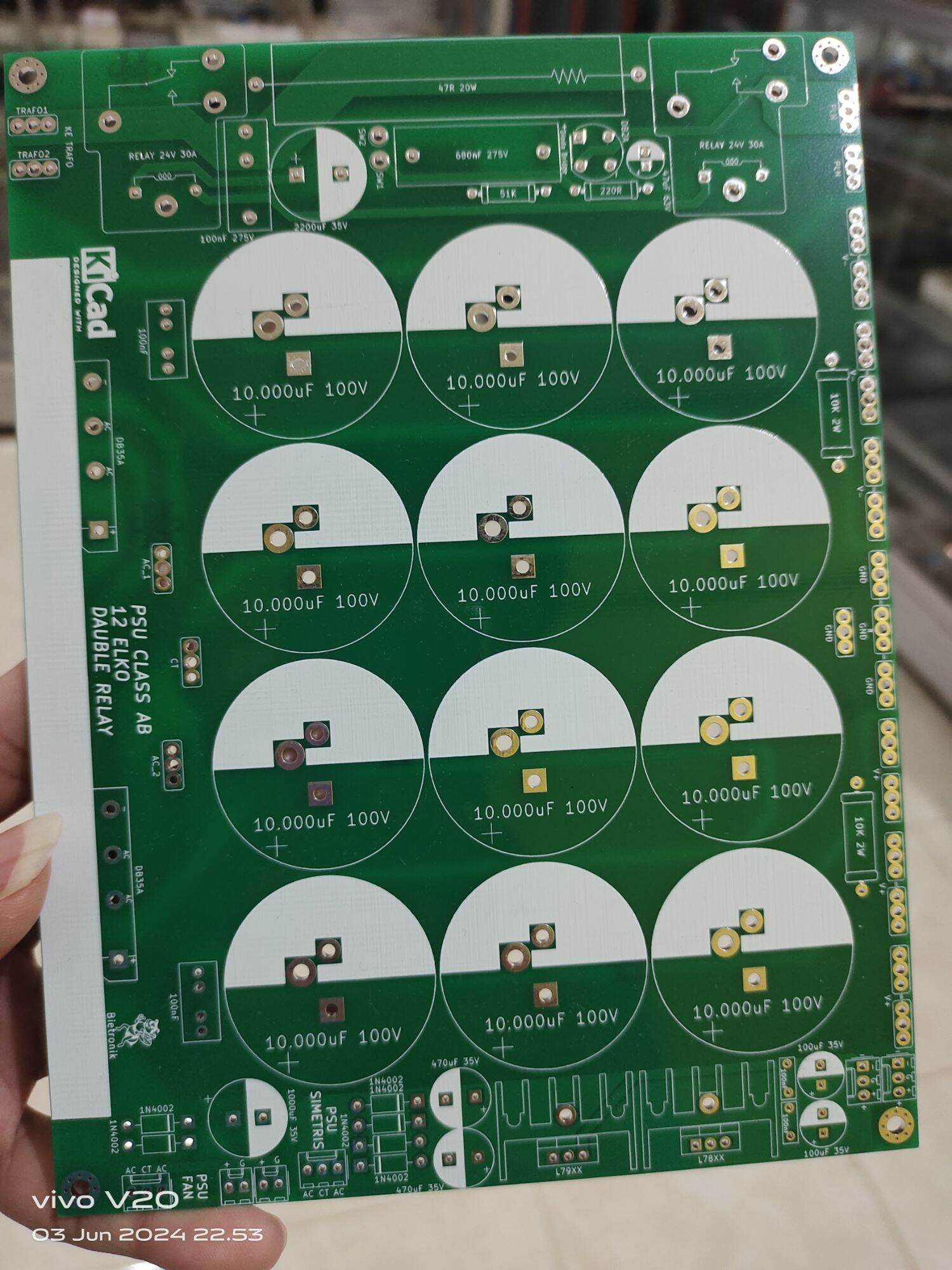 Pcb Psu 12 Elco Class Ab Plus Softstart Extra Psu Simetris Pcb Dobel