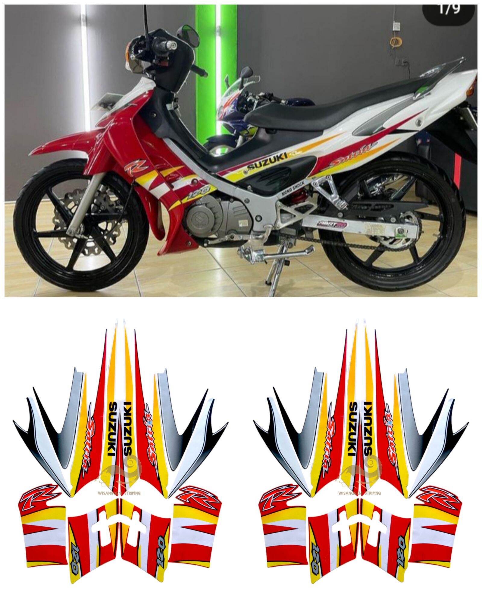 STICKER STRIPING LIS BODY MOTOR SUZUKI SATRIA 120 R HIU LSCM 2004 2005