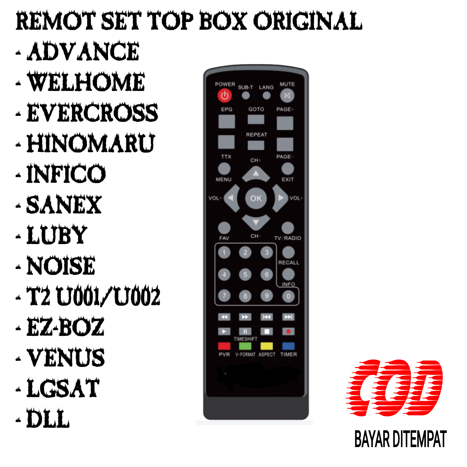 Remot Set Top Box Digital U002 Original Luby Noise Evercross Sanex