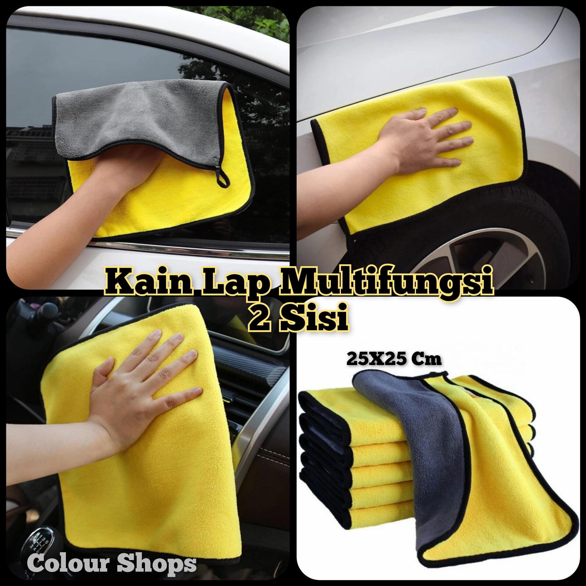 Kain Lap Microfiber Mobil Motor Sisi Multifungsi Serbaguna Cm