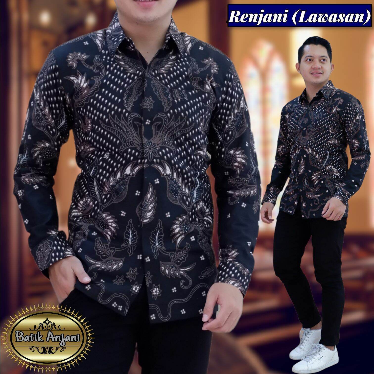 Kemeja Batik Lengan Panjang Terbaru Warna Hitam Batik Pria Terbaru