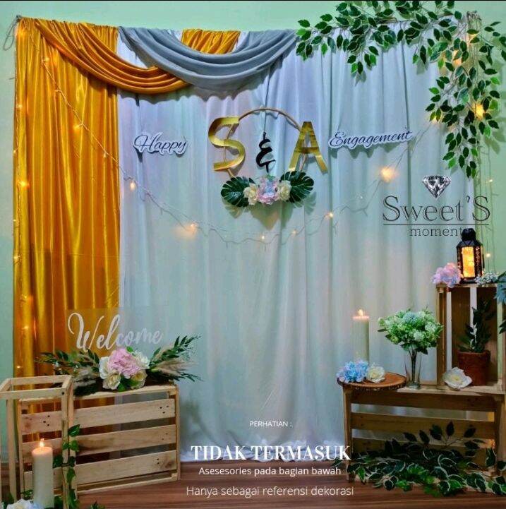 Dekorasi Lamaran 1 Set Lengkap Background Tunangan Paket Wedding Akad