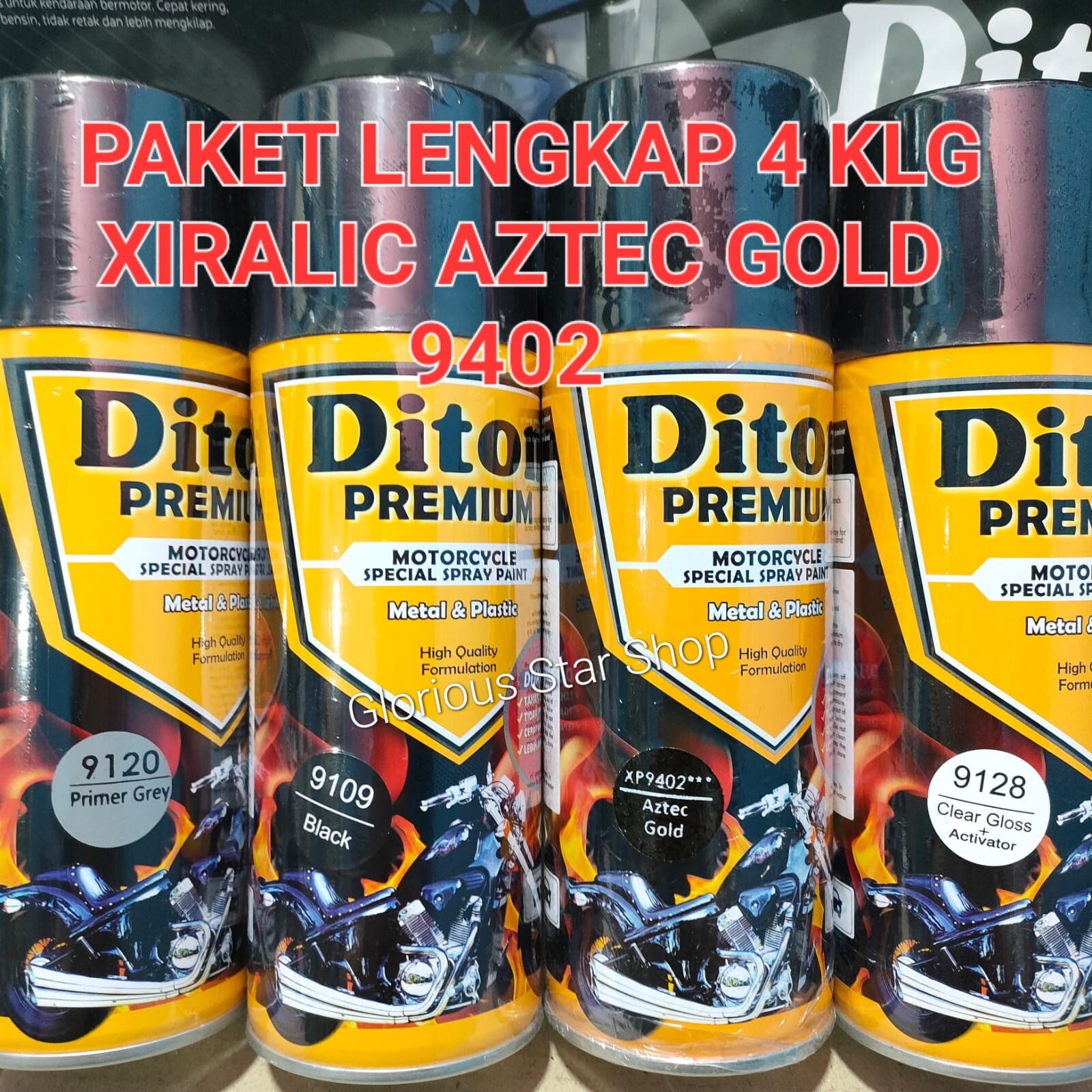 Pilok Cat Diton Premium Paket Lengkap 4 Kaleng 400cc Aztec Gold Emas