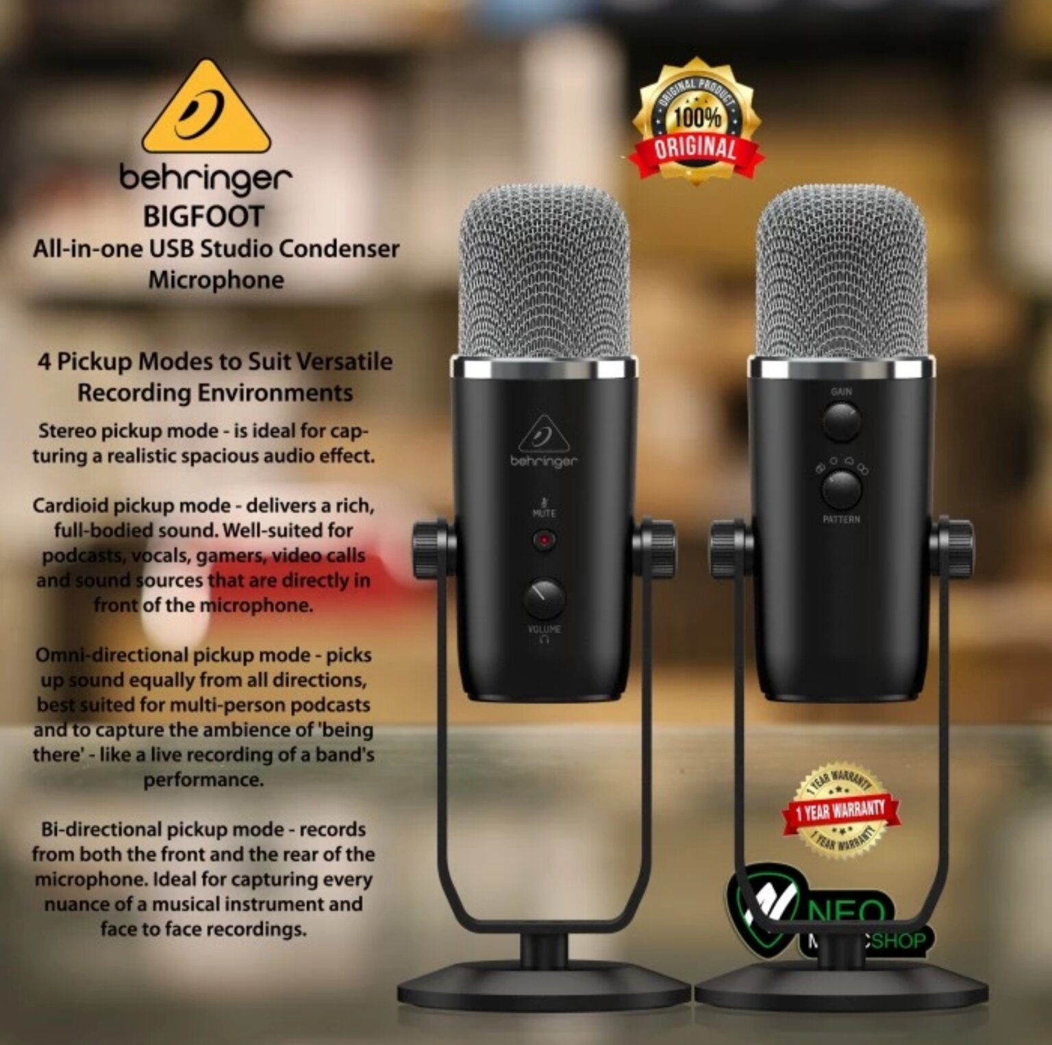 Behringer Bigfoot All In One Usb Studio Condenser Microphone Lazada