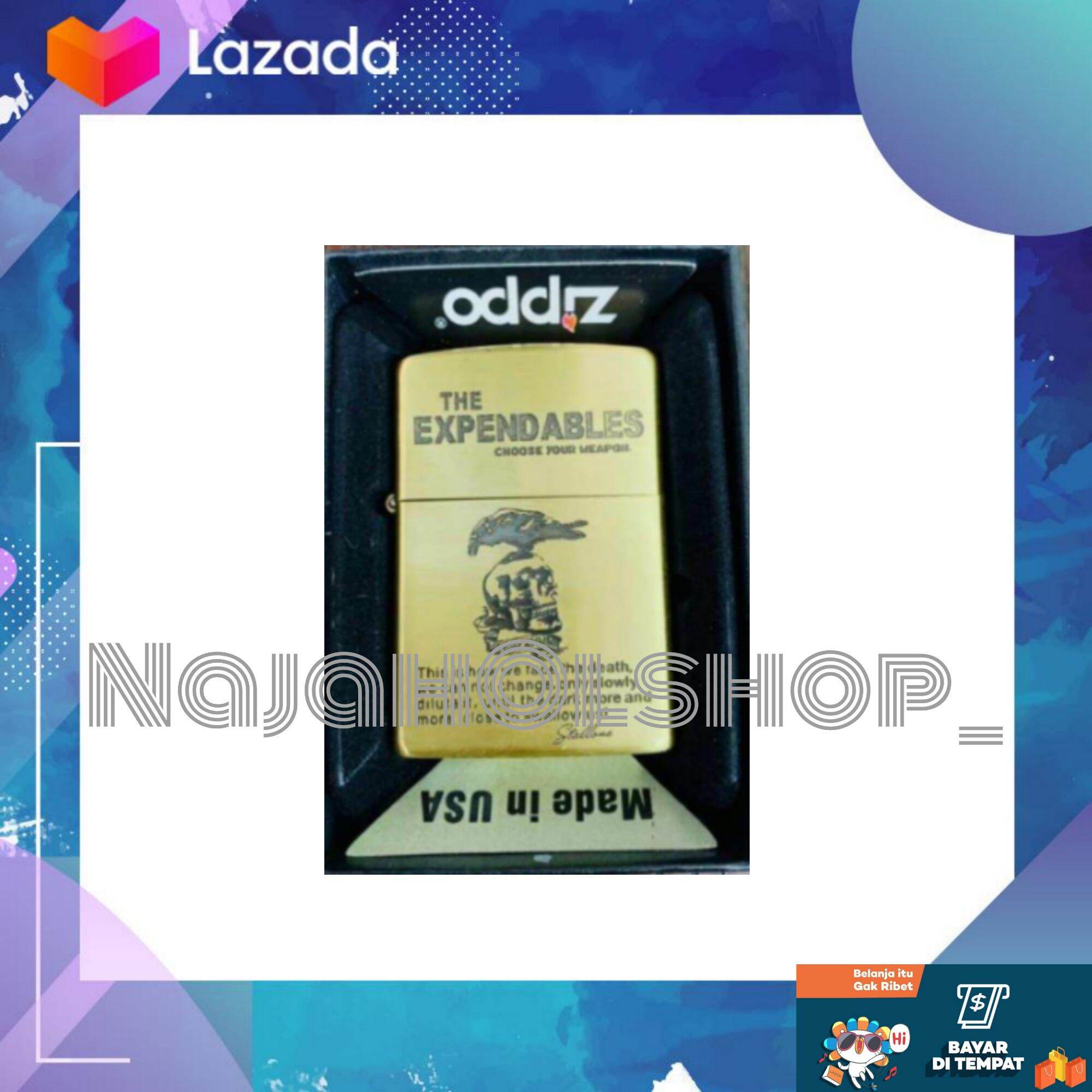 Free Box Korek Api Zippo Original Made In Usa Gold The Expendables