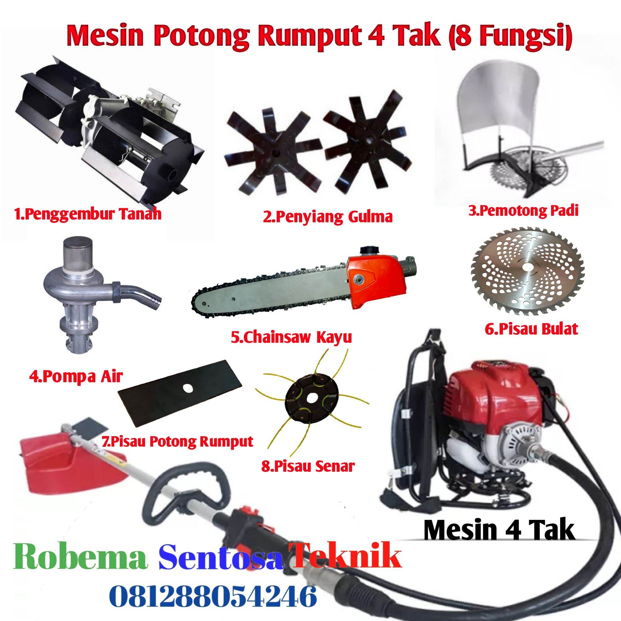 Mesin Potong Rumput Tak Multifungsi Fungsi Penggembur Chainsaw