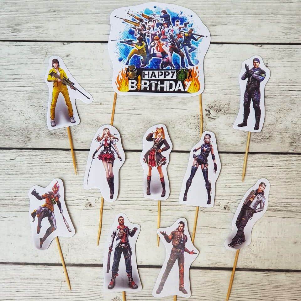 Free Fire Birthday Cake Topper 1 Set Isi 10 Pc Lazada Indonesia