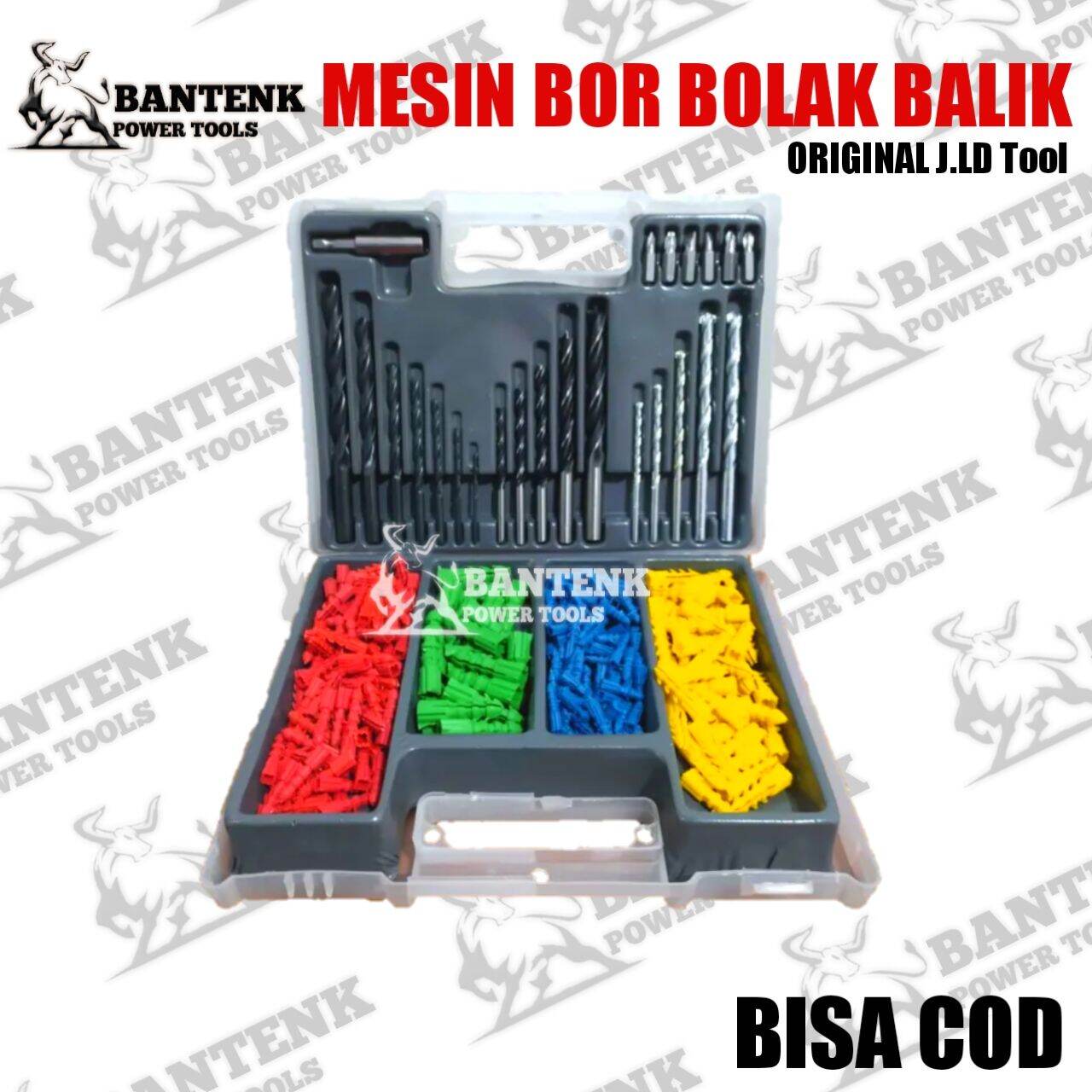 JLD TOOL MESIN BOR 10MM BOLAK BALIK VARIAN LENGKAP MATA BOR SEPERTI