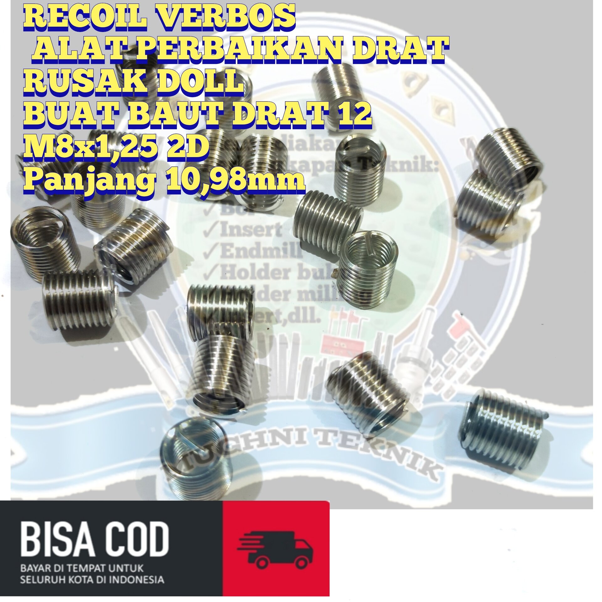 RECOIL HELICOIL VERBOS M8X1 25 2D Alat Perbaikan Drat Rusak Untuk Drat