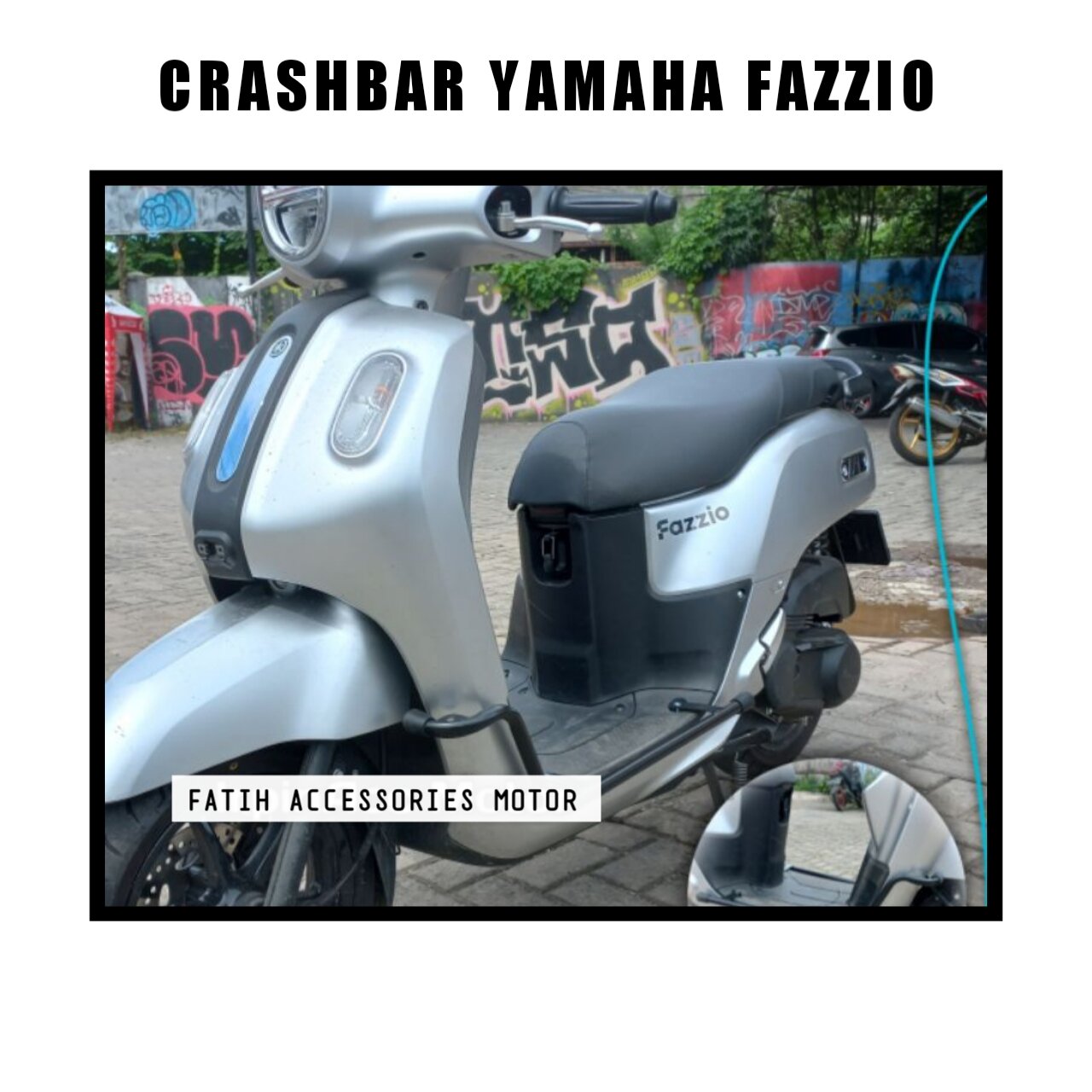 Crashbar Tubuluar Pelindung Body Yamaha Fazzio Dudukan Lampu Tembak