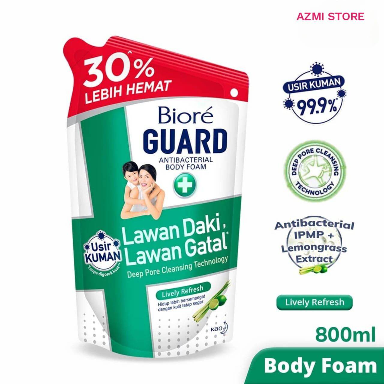 Biore Guard Sabun Mandi Cair Body Foam Energetic Cool Pouch 800 Ml