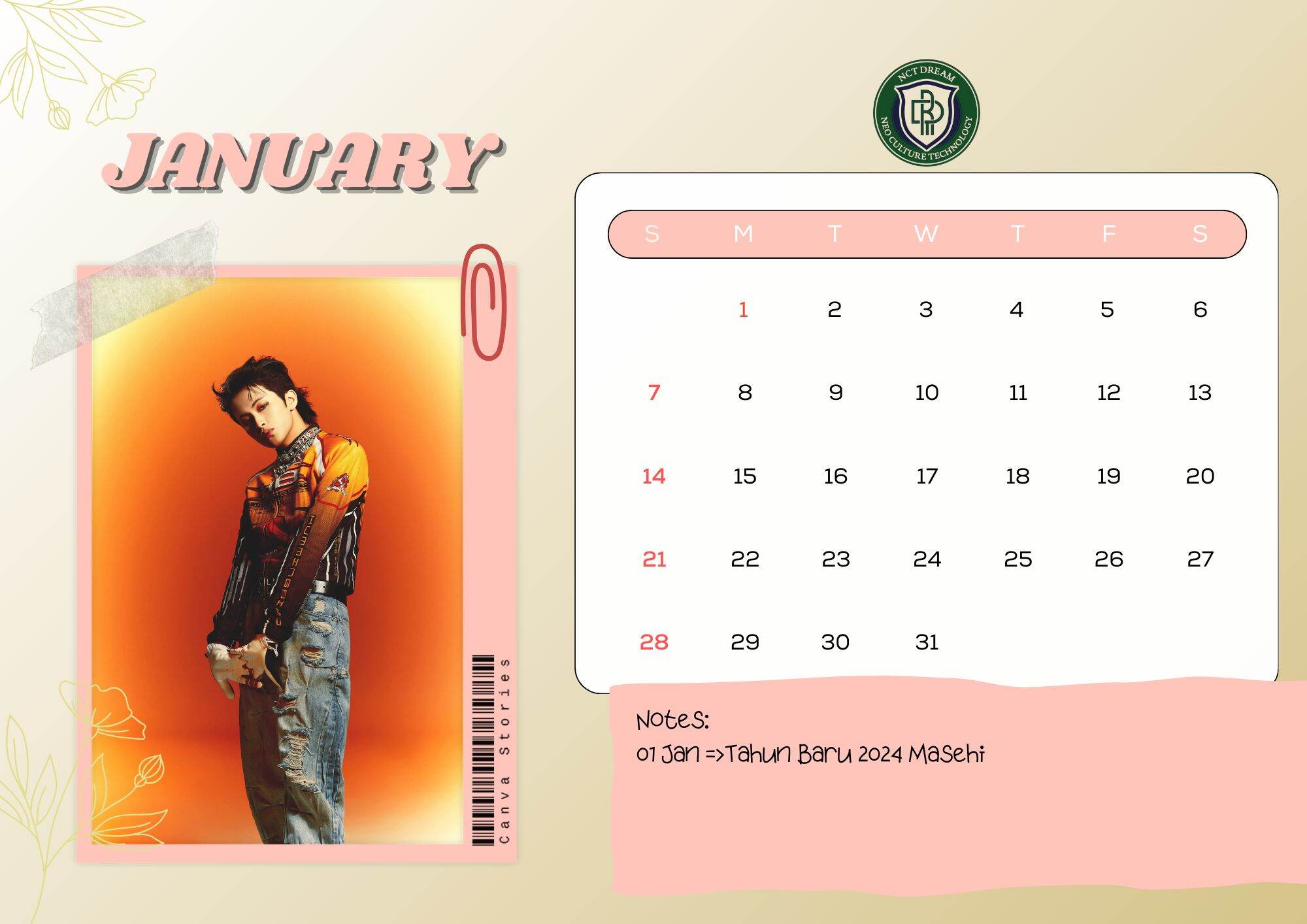 Nct Dream Istj Kalender Meja Desk Calendar K Pop Version A