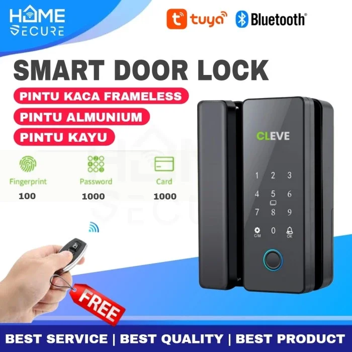 Smart Door Lock Untuk Pintu Kaca Frameless Kunci Pintu Digital Untuk