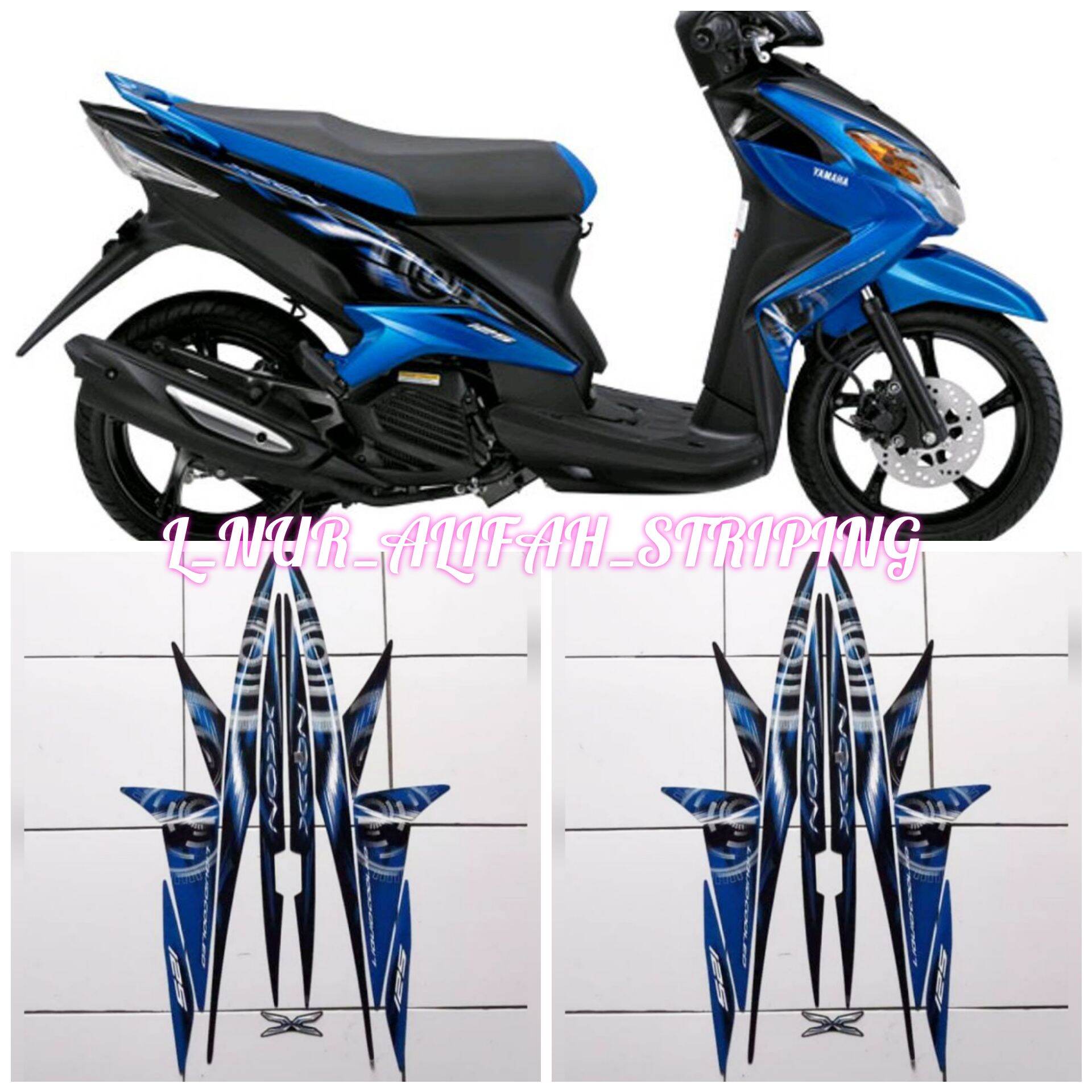 Stiker Striping Lis Les Polet Body Motor Yamaha Xeon Karbu Biru