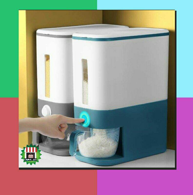 Rice Box 12 Kg Wadah Tempat Penyimpanan Beras Otomatis Modern Lazada