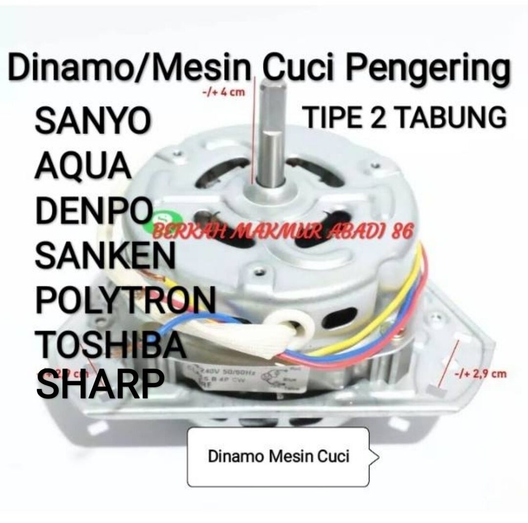 Dinamo Mesin Cuci Pengering Mesin Cuci TEMBAGA Motor Spin Kaki 3 Sanyo