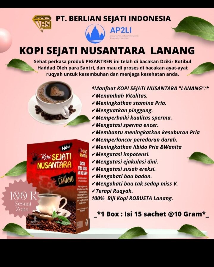 KOPI KHUSUS PRIA TERBUAT DARI REMPAH KOPI LANANG 100 TERBUKTI