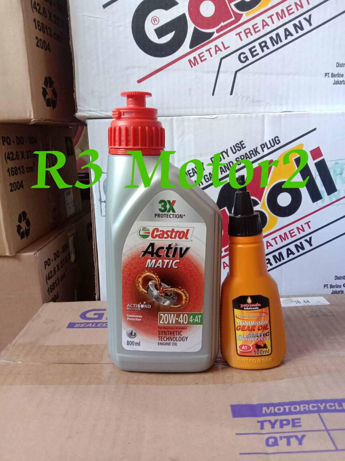 PAKET OLI CASTROL MATIC ACTIV 0 8L 20W 40 PLUS GARDAN PETROASIA 100ML