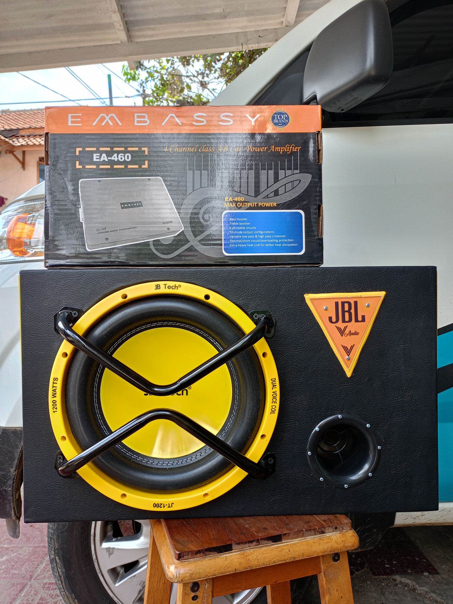 PAKET AUDIO MOBIL SUBWOOFER JB TECH 12 INC DOUBLE COIL 1200WATT PLUS