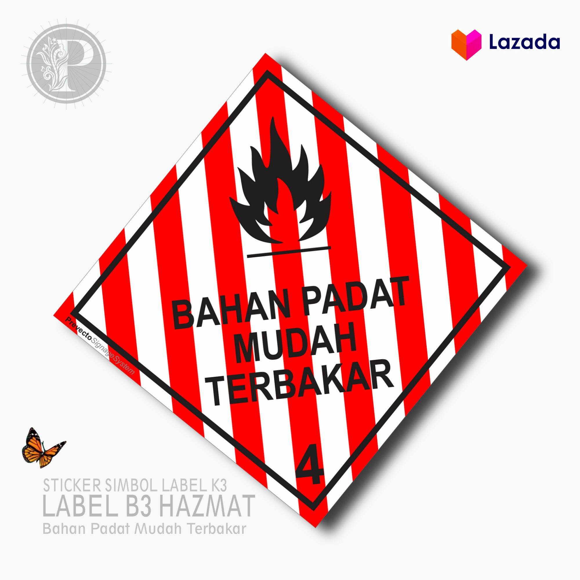 STIKER SIMBOL LABEL K3 LIMBAH B3 HAZMAT BAHAN PADAT MUDAH TERBAKAR