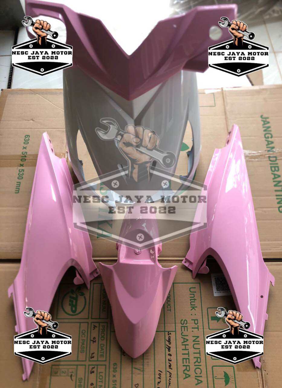 COVER FULL BODY HALUS HONDA BEAT KARBU PINK PASTEL STRIPING ICON