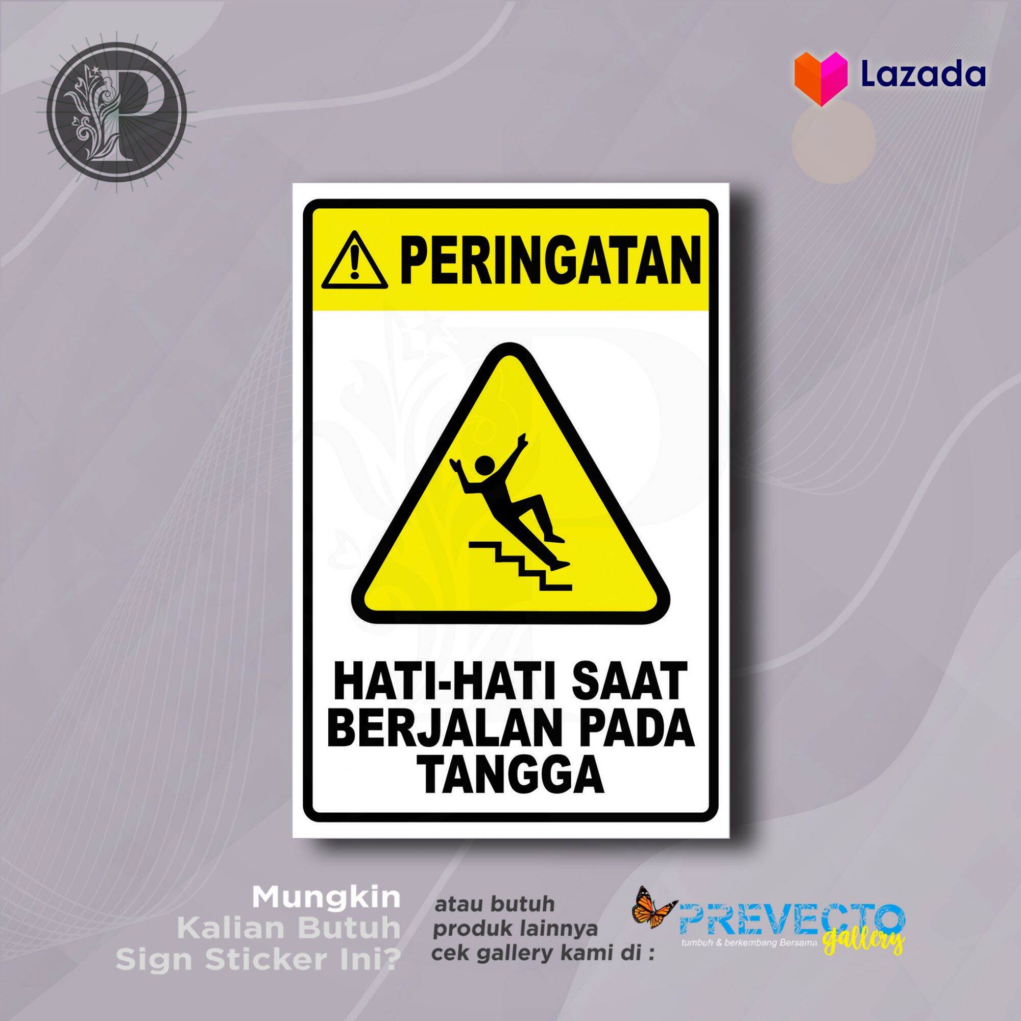 Stiker Safety Sign K3 Rambu Hati Hati Saat Berjalan Di Tangga Sticker