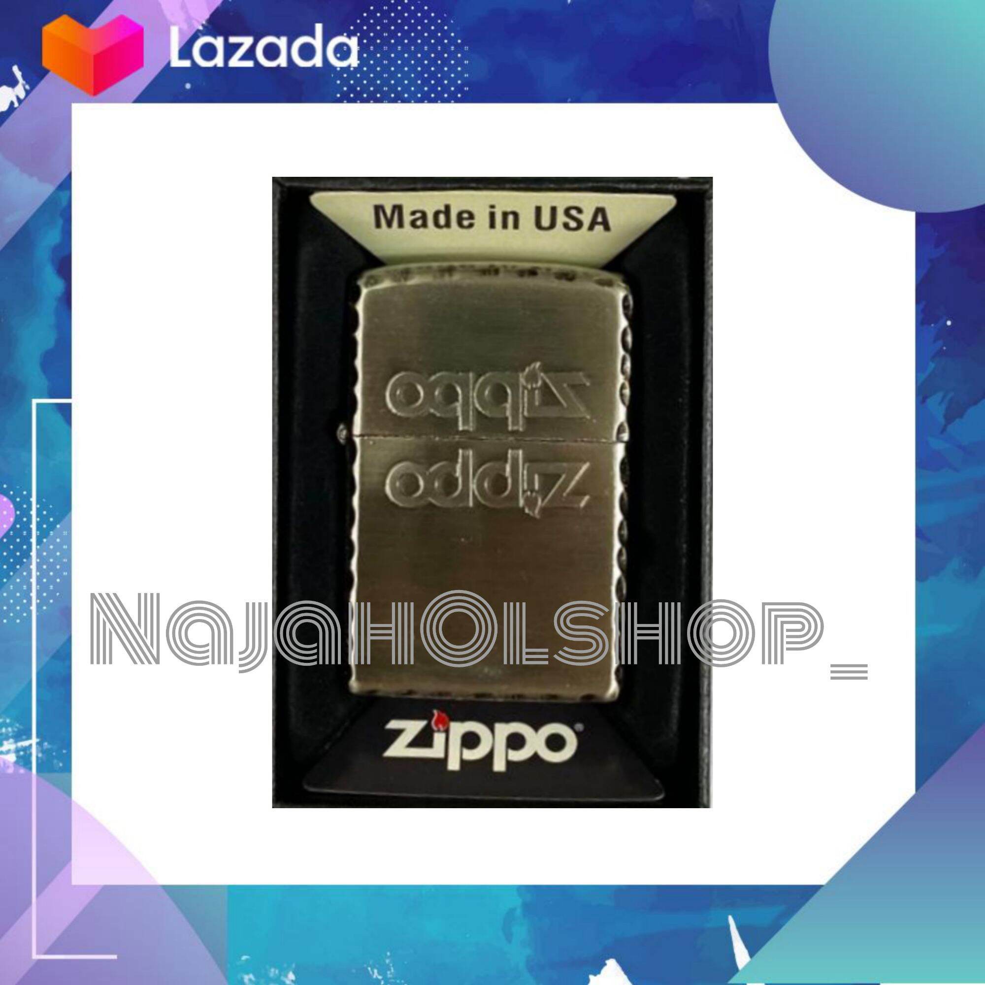 Free Box Korek Api Zippo Silver Premium Motif Tulisan Zippo Original