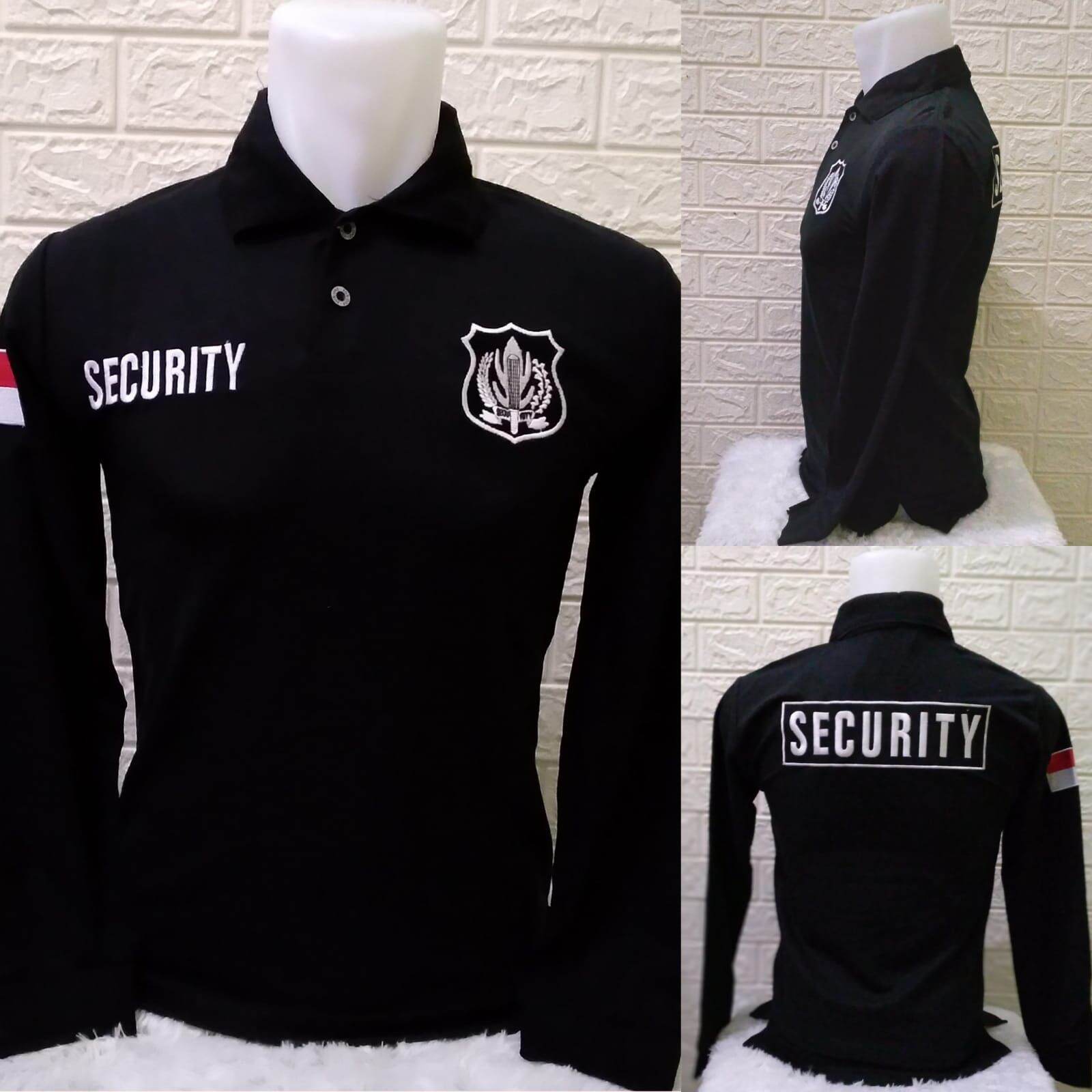 Kaos Security Logo Putih Panjang Kaos Kerah Security Logo Putih