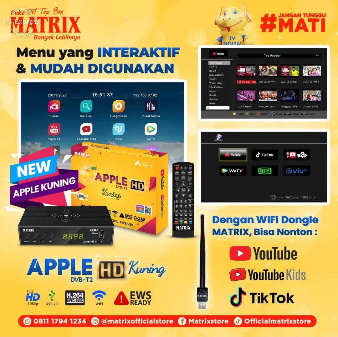 Original Stb Matrix Dvb T Apple Kuning Lazada Indonesia