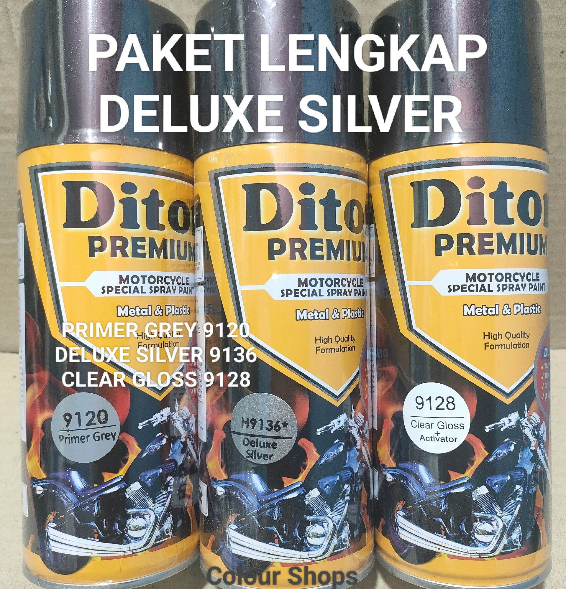 Pilok Cat Diton Premium Paket Lengkap 3 Kaleng Deluxe Silver 9136 Delux