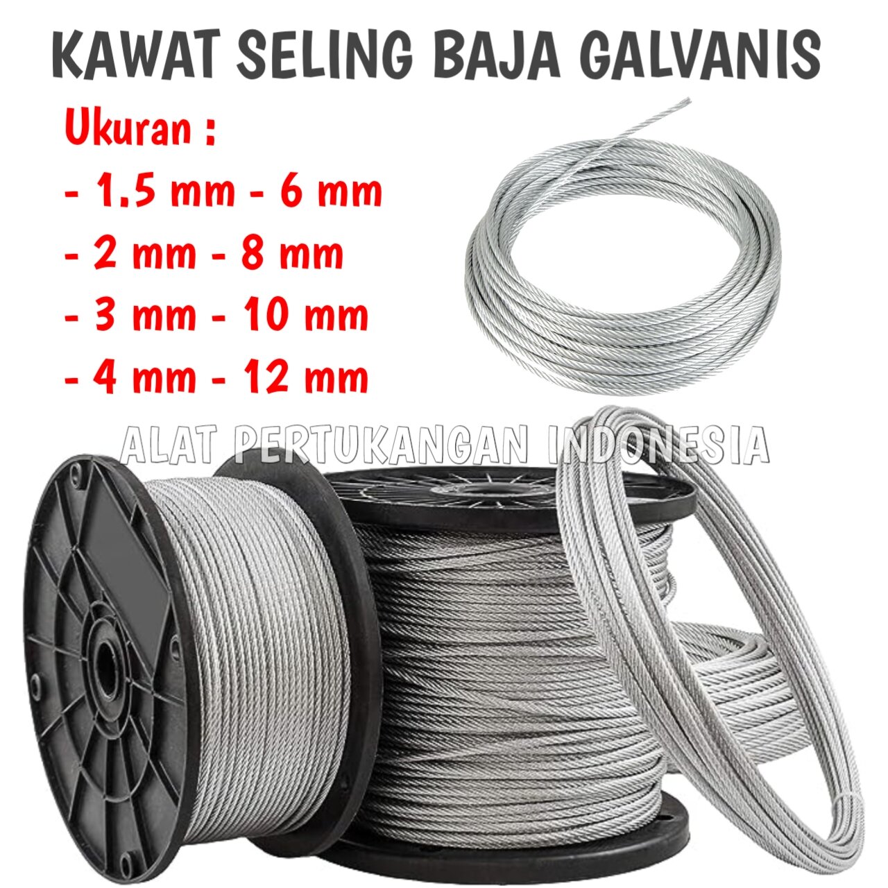 Kawat Seling Baja Galvanis Mm Tali Sling Wire Rope Mm Lazada Indonesia