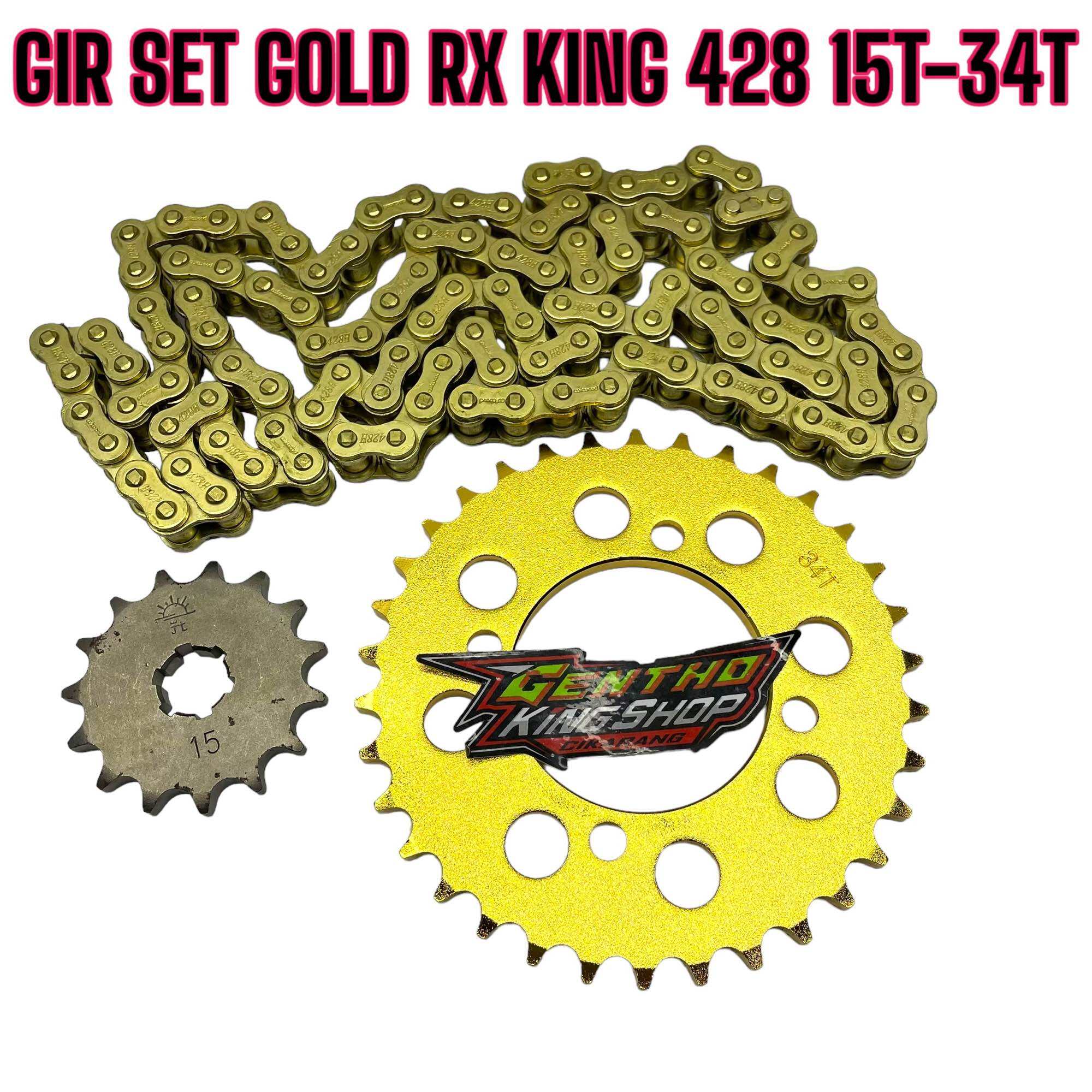 GIR GEAR SET RANTAI GOLD EMAS RX KING RXKING RXS RX SPESIAL 428 15T 34T