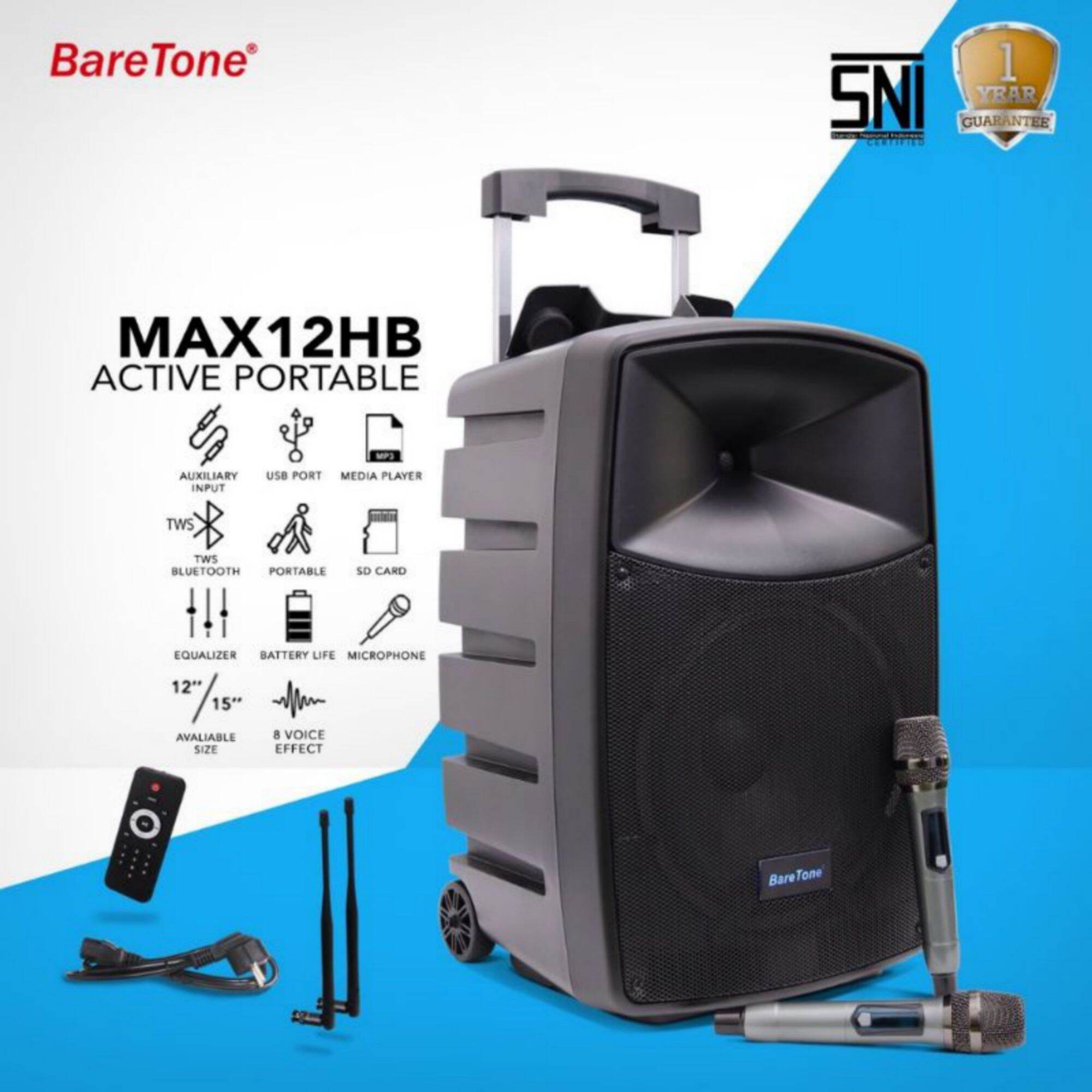 Speaker Portable Wireless Baretone MAX 12 HB Original 12 Inch MAX12 HB