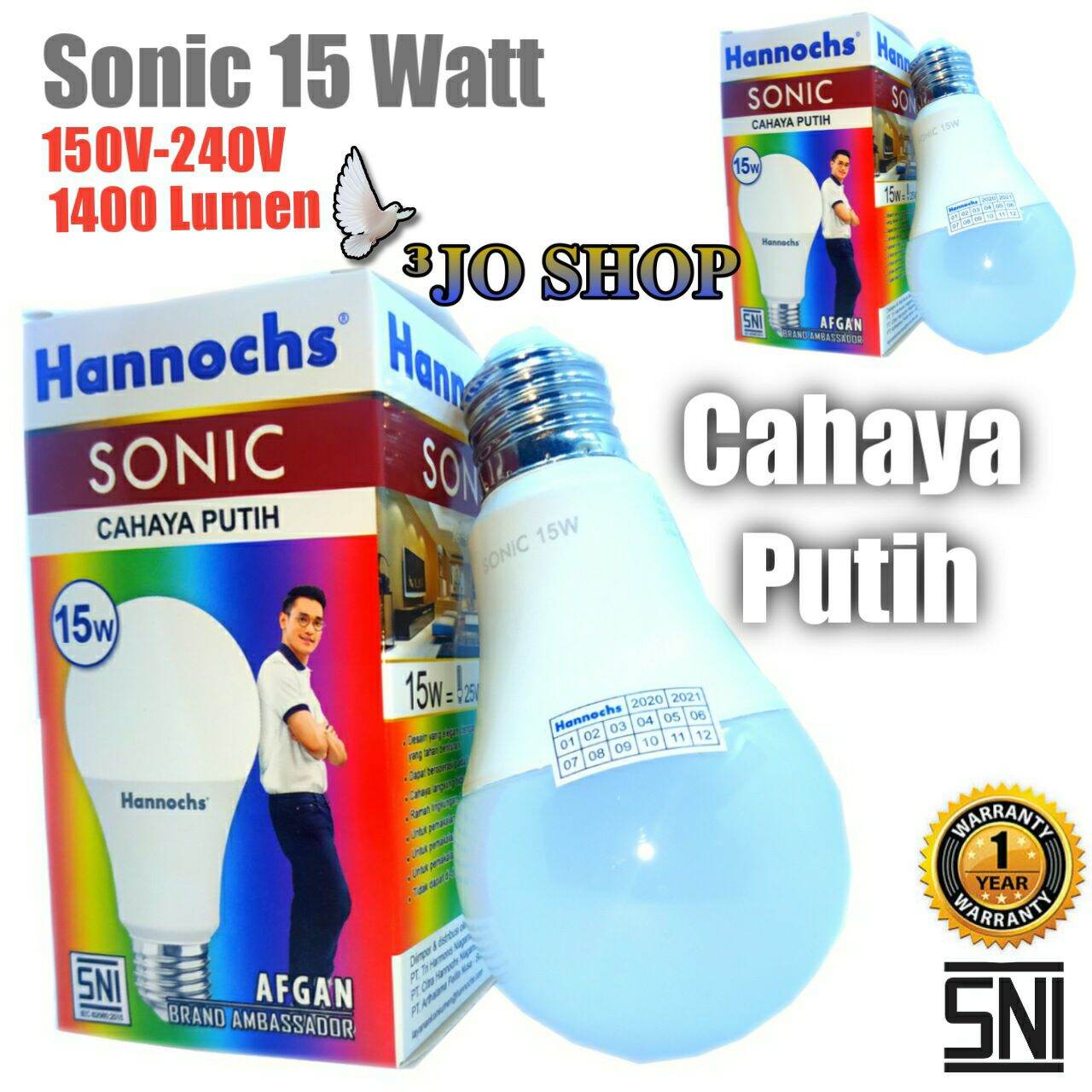 Bohlam Lampu Led Hannochs Sonic 15 Watt Cahaya Putih Lazada Indonesia