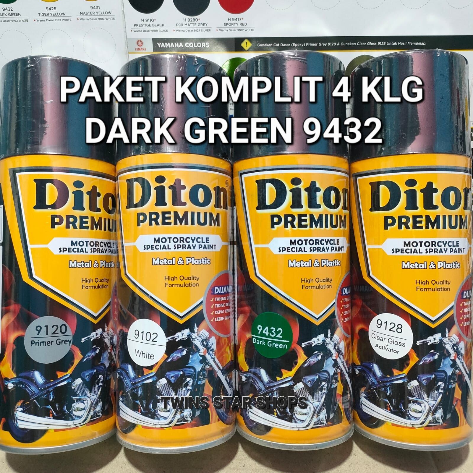 Pilok Cat Semprot Diton Premium Dark Green Hijau Tua Primer Grey