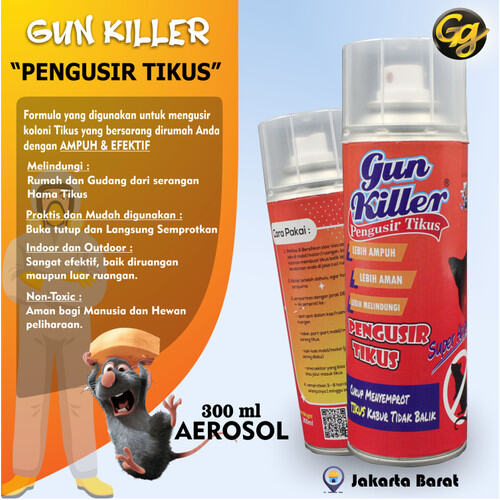 GUN KILLER RACUN TIKUS 300ML AEROSOL CANS GAS PALING AMPUH MEMBASMI